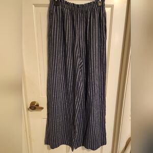 Aerie Navy and White Linen Mix Pants , Size S